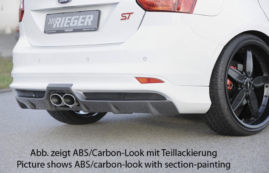 Diffuser Ford Focus 3 ST dubbele uitlaatpijp + gaasinzet Rieger carbon-look
