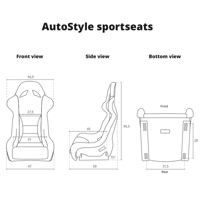 Sportstoel 'MO' - Zwart - Vaste polyester rugleuning - incl. sledes