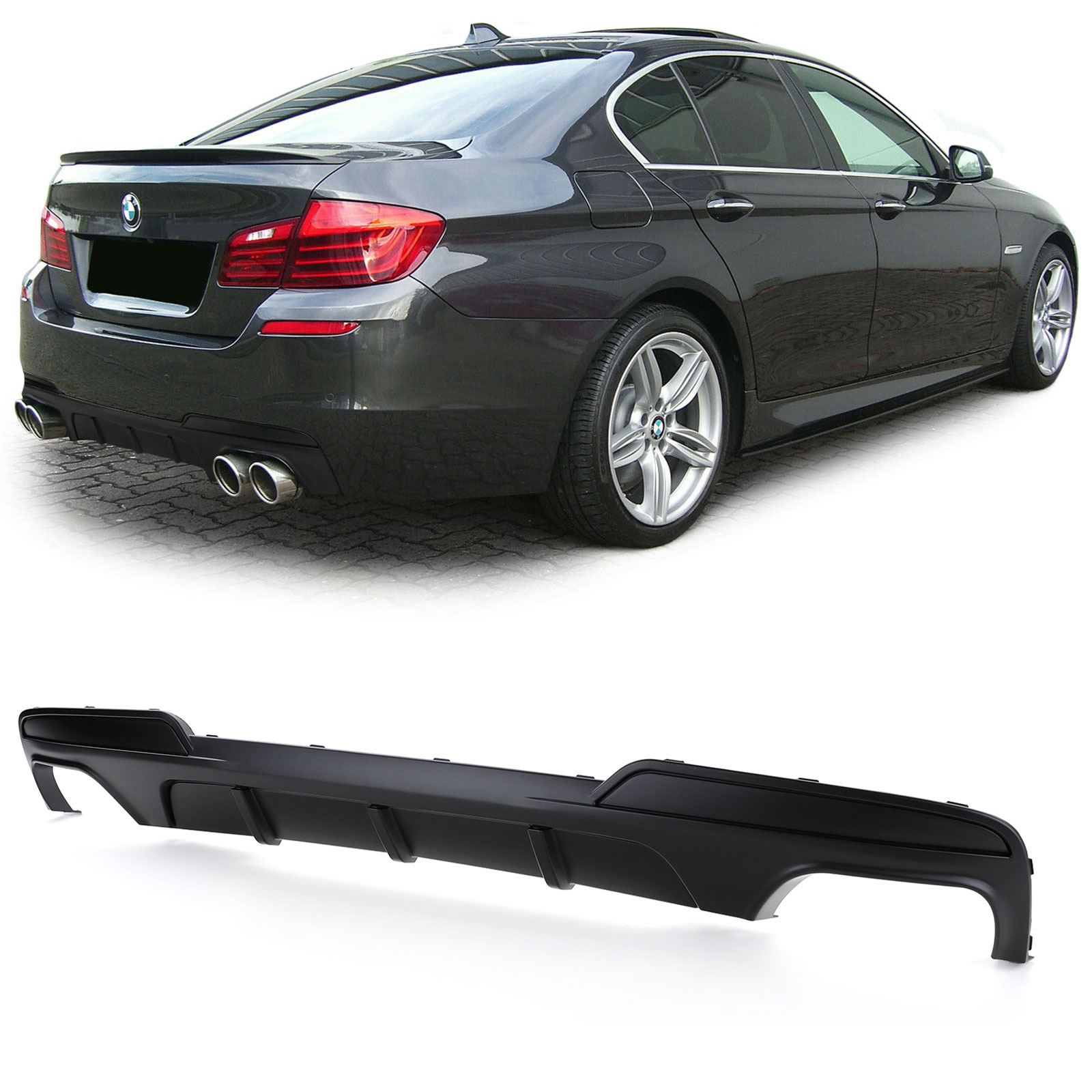 Achterdiffusor BMW F10 Duplex mat Zwart M-Pakket