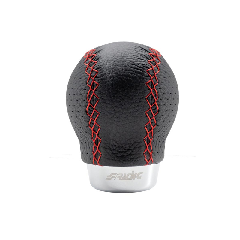 Simoni Racing Pookknop Set - Zwart + Rode Stiksels