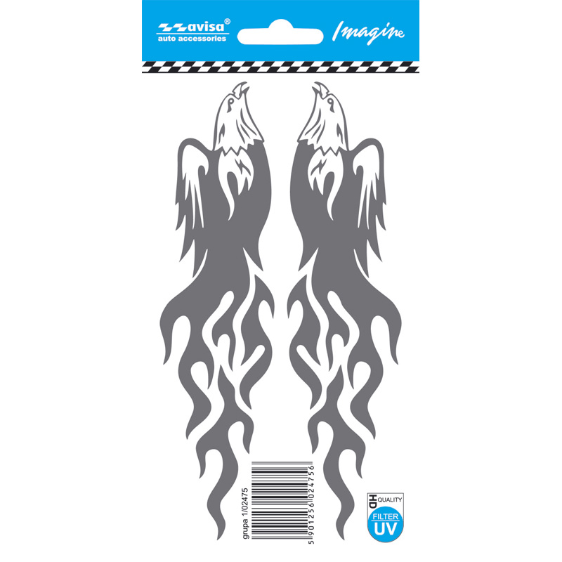 Auto Tattoo Sticker Eagle with flames 2-stuks - 16,1x4,2cm