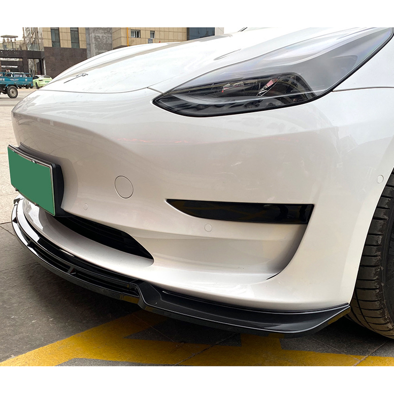 Voorspoilerlip  Tesla Model 3 2017-2024 (Glanzend Zwart ABS)