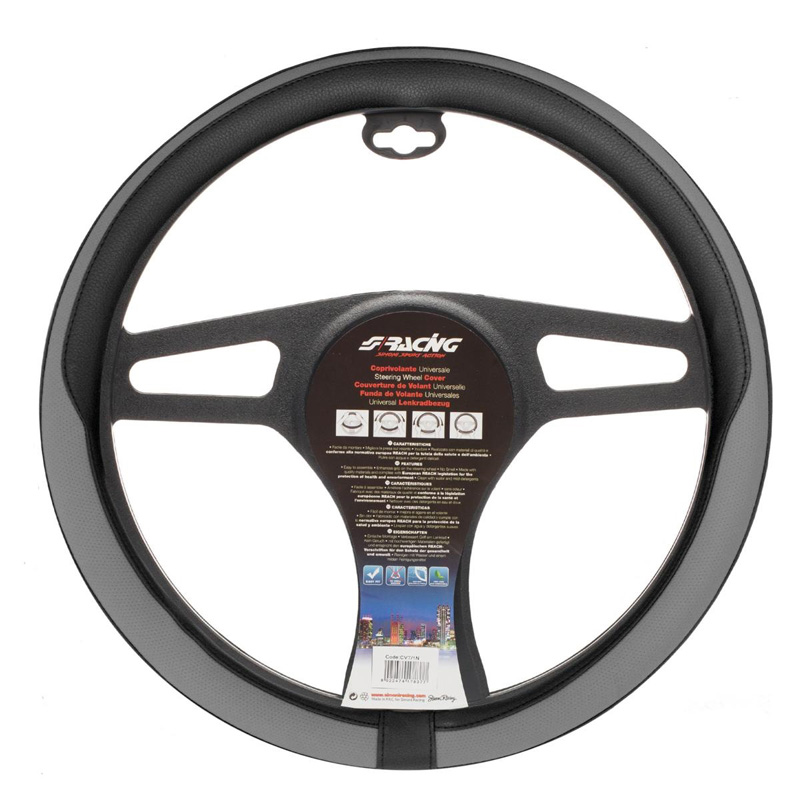 Simoni Racing Stuurwielhoes Tidy - Zwart/Grijs Eco-Leder - 37-39cm