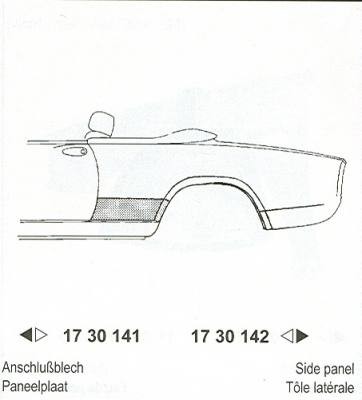 aansluitplaat, rechts Fiat Spider, 1966-1986
