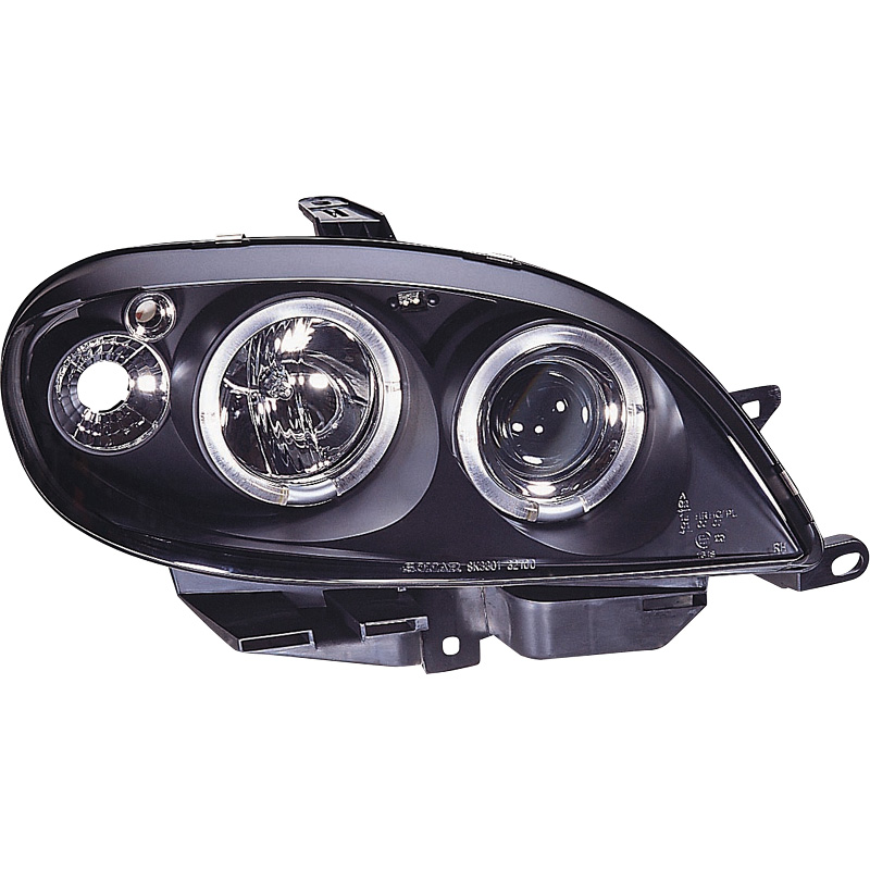 Set Koplampen  Citroën Saxo 2000-2003 - Zwart - incl. Angel-Eyes