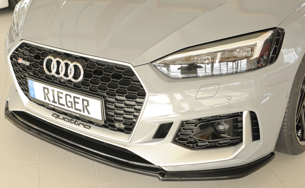 Voorspoiler Audi RS5 B9/F5 Zwart Glans Rieger