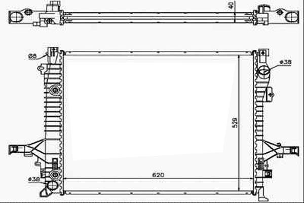 Radiator XC90 02-06 620x530x40 2.5-4.4+TDI +/-AC