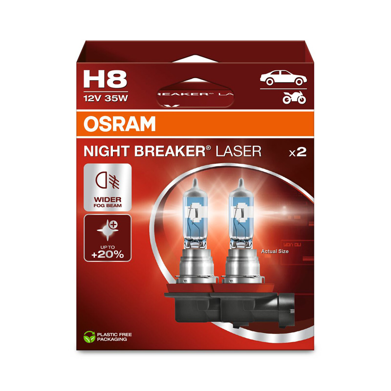 Osram Night Breaker Laser Halogeen lampen - H8 - 12V/35W - set à 2 stuks