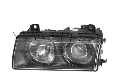 koplamp, H7+H7, links, 09/1994-BMW 3 serie E36, 1992-1999, Coupé