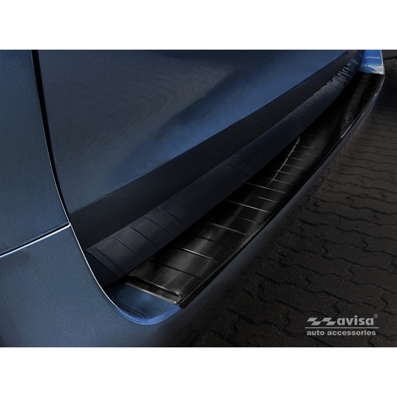Zwart RVS Achterbumperprotector  Mercedes Vito / V-Klasse 2014-2019 & Facelift 2019- 'Ribs' (Lange versie)