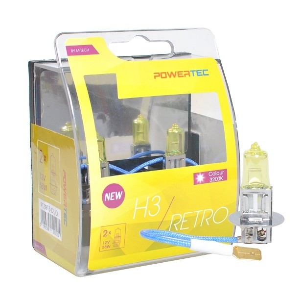 H3 lampen Geel 12V DUO 3200K Powertec Retro Yellow