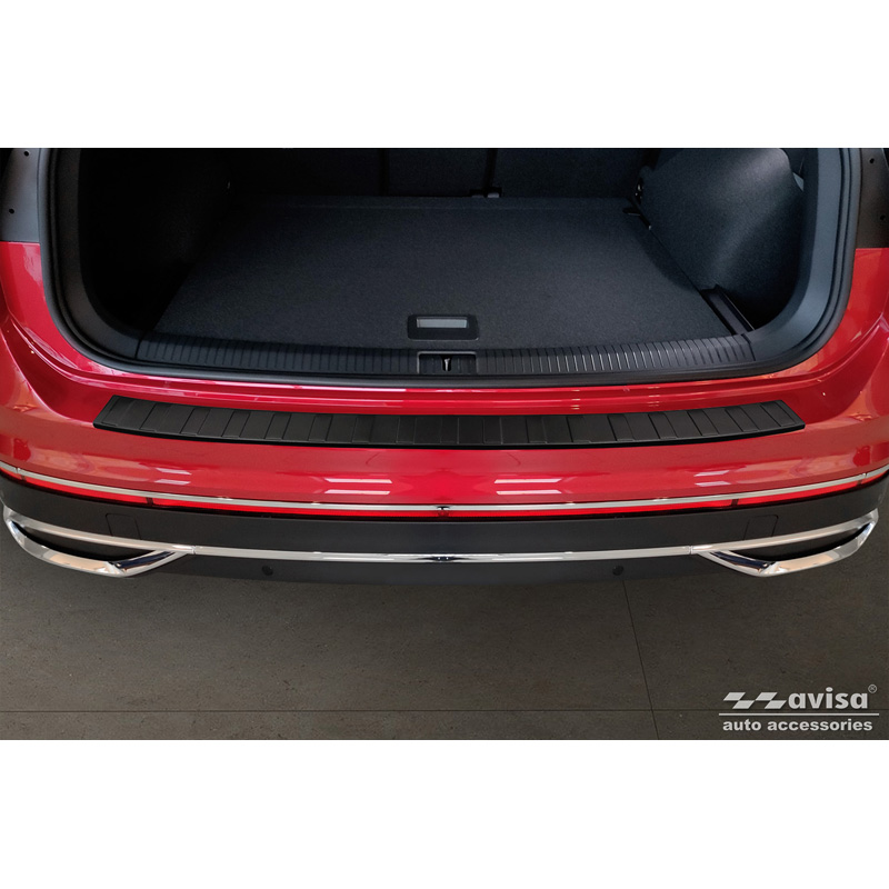 Matzwart RVS Achterbumperprotector  Volkswagen Tiguan II / Allspace incl. Facelift & R-Line 2016-2020 / 2020-2024 'Ribs'