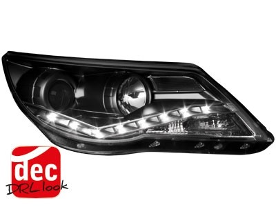 Koplampen VW Tiguan 07-11 DRL look zwart