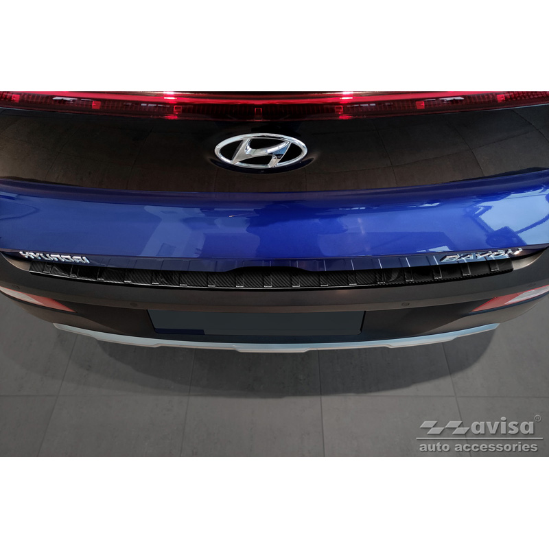 Echt 3D Carbon Achterbumperprotector  Hyundai Bayon 2021- 'Ribs'