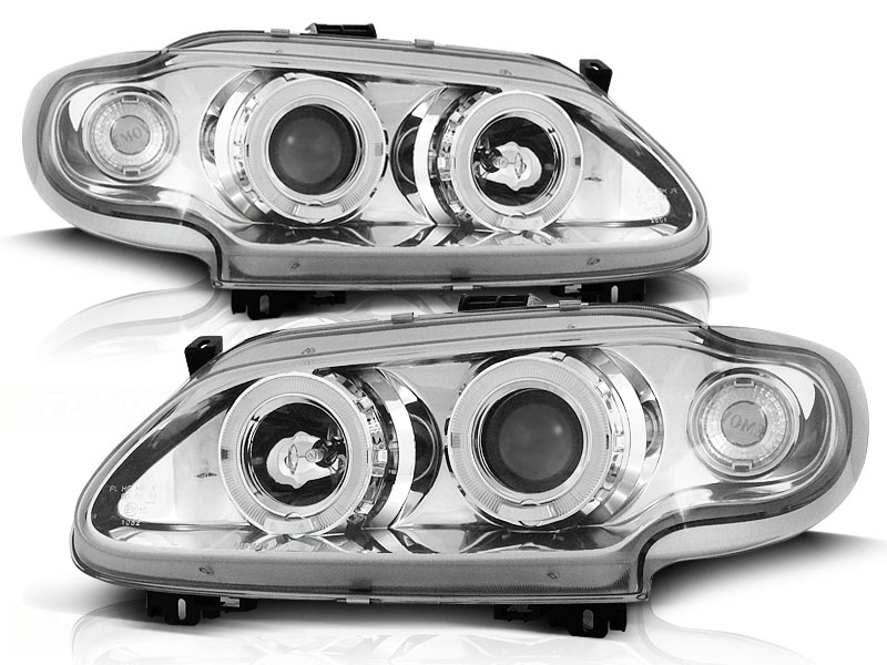 Koplampen Renault Megane Coupe 96-99 Chroom+HaloRim
