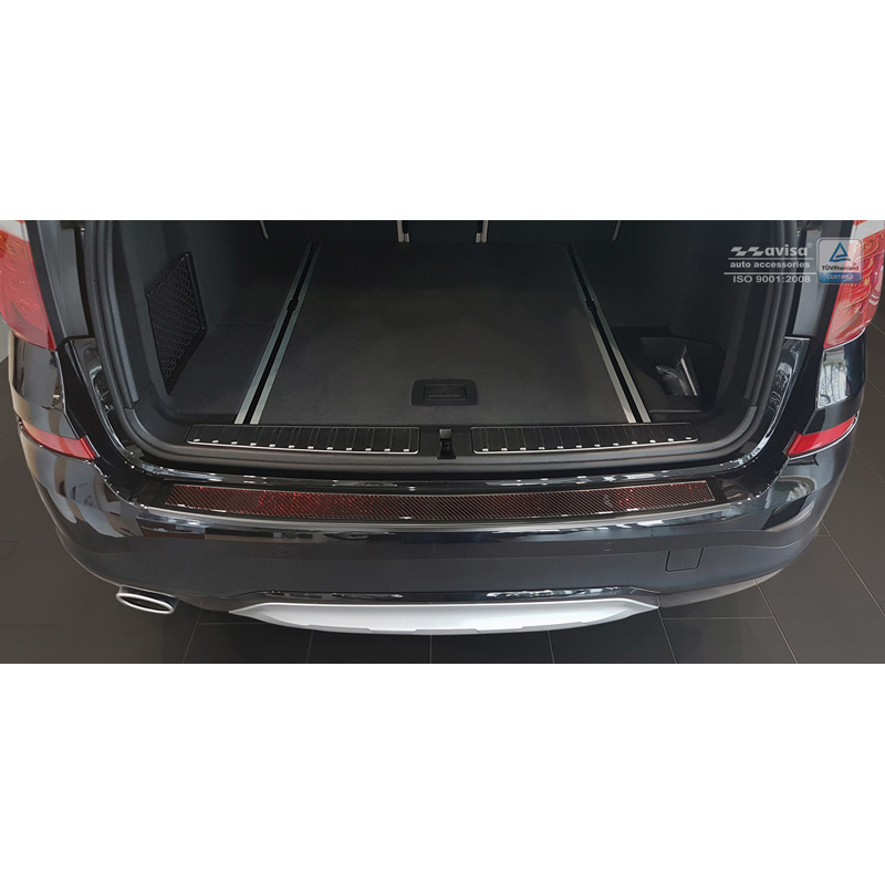 RVS Achterbumperprotector 'Deluxe'  BMW X3 F25 2014-2017 Zwart/Rood-Zwart Carbon
