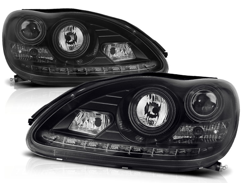 Koplampen Mercedes S-Klasse W220 01-05 devel eyes DRL-look zwart