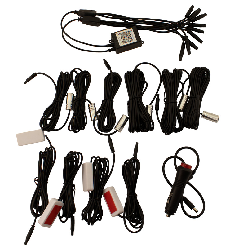 10-Delige Multi-Color LED Interieur Sfeerverlichting met App Bediening & 8-meter Optical Fiber