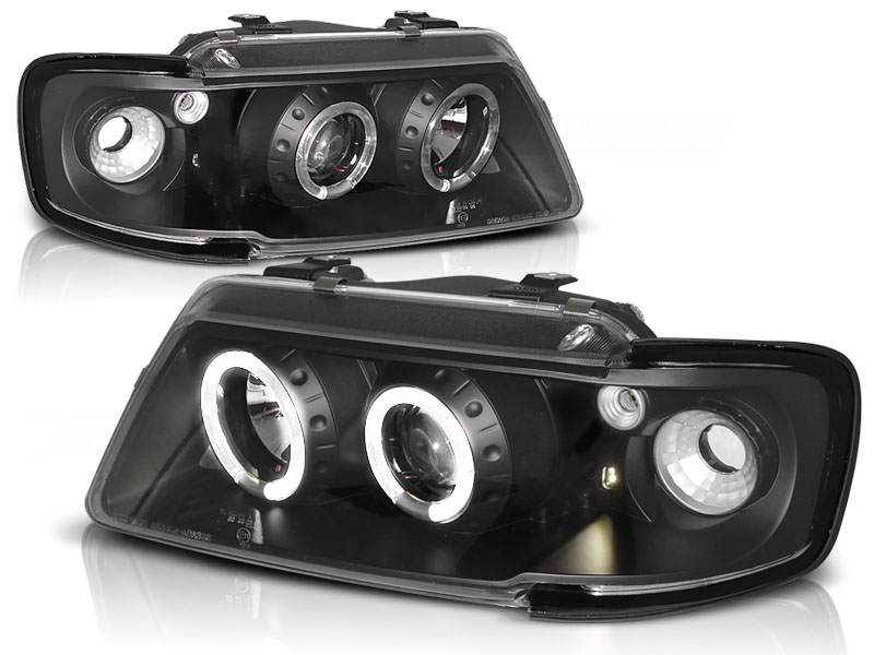 Koplampen Audi A3 8L 96-00 Angel Eyes Zwart