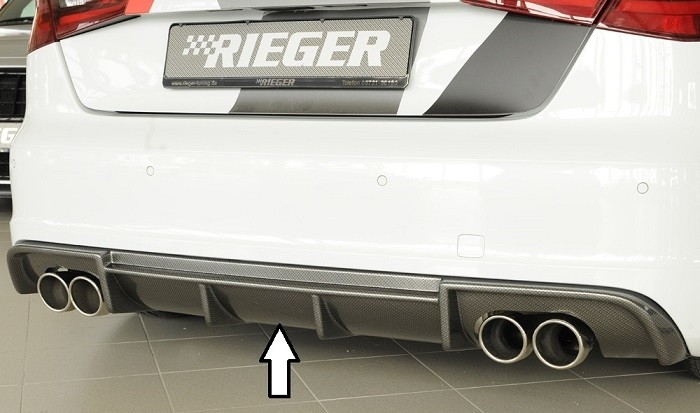 Achterbumper Diffusor Audi A3 8V 12-16 3deurs/Sportback Rieger Carbon-look