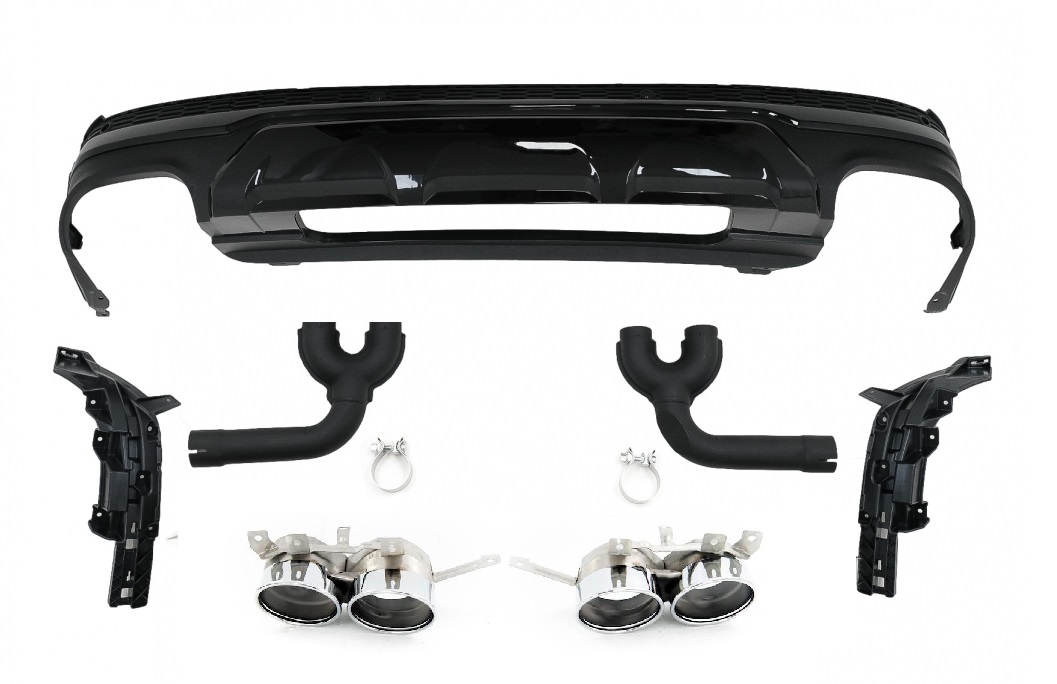 Diffuser Audi Q7 SUV 4M Facelift (2020-up) SQ7 Design Zwart / Chroom