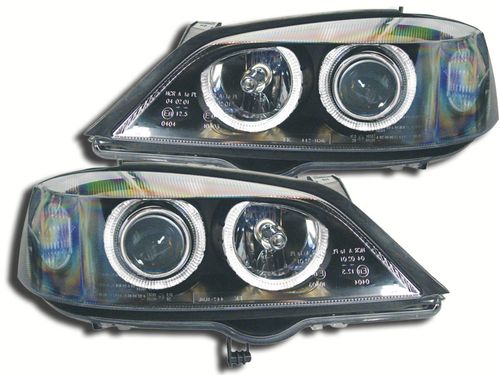 Koplampen Opel Astra G Angel Eyes zwart