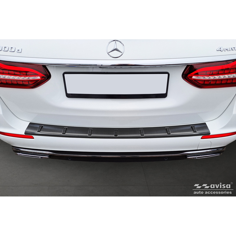 Avisa Zwart RVS Achterbumperprotector  Mercedes E-Klasse Estate S213 2016-2023 (incl. E53 AMG) 'STRONG EDITION'
