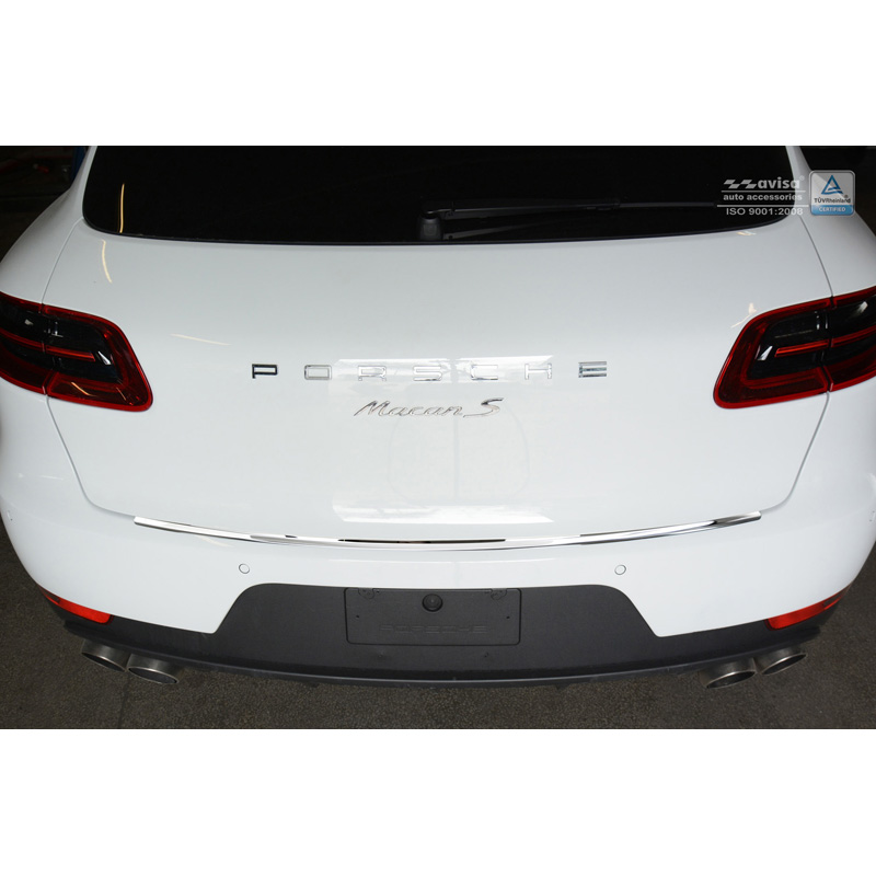 RVS Achterbumperprotector 'Deluxe'  Porsche Macan 2014- Chroom/Rood-Zwart Carbon