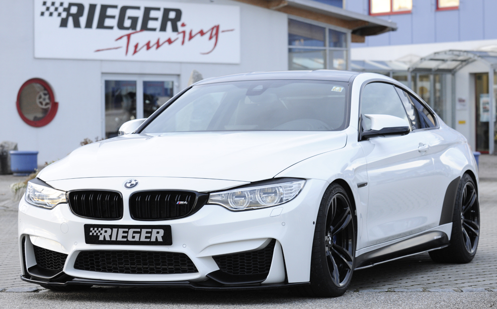Voorspoiler BMW M3 F80 / M4 F82 F83 Rieger Glans Zwart