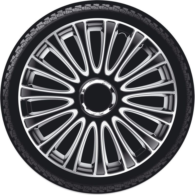 4-Delige Wieldoppenset LeMans 16-inch zwart/zilver