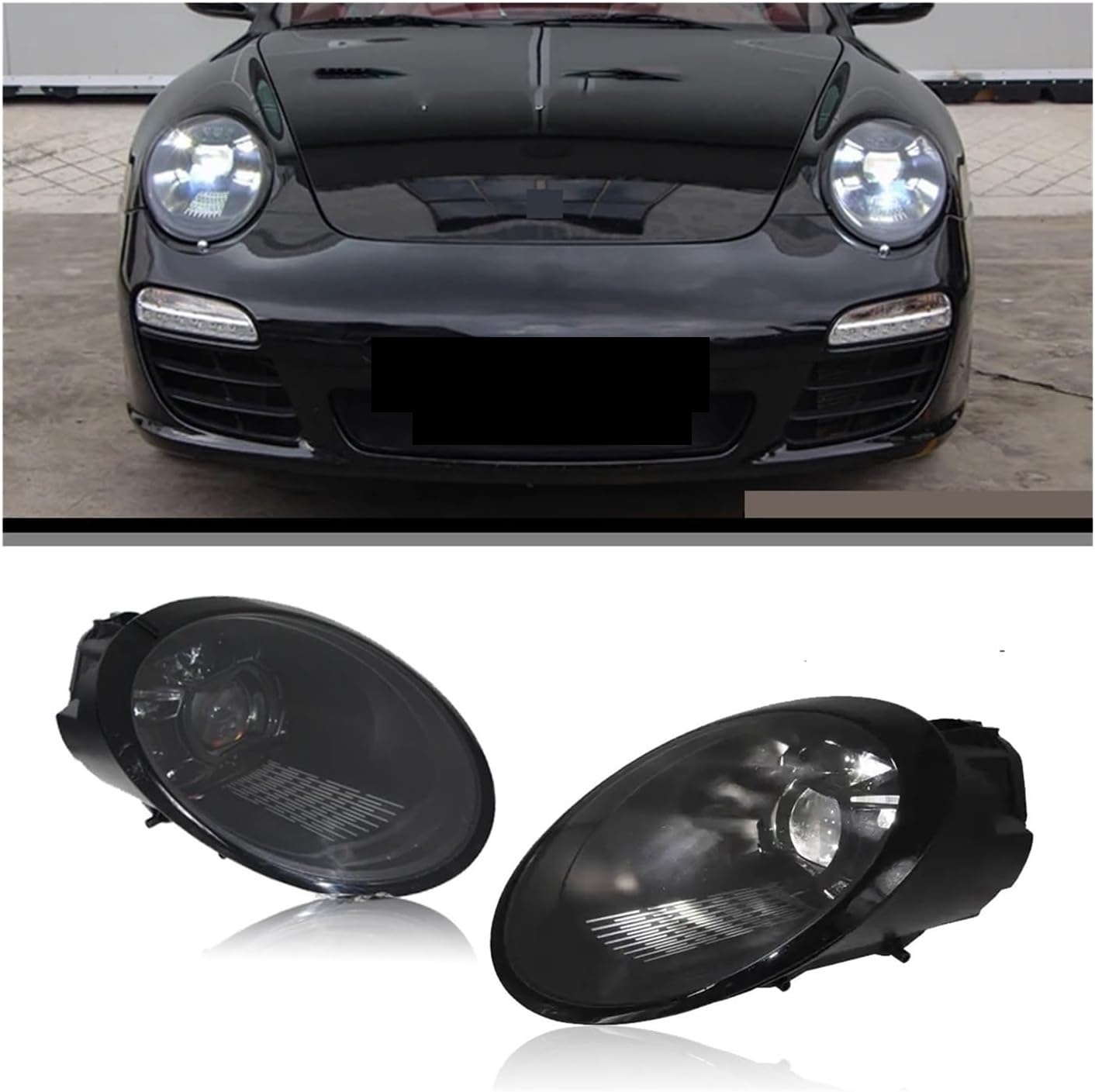 Koplampen Porsche 911 997 DRL LED Xenon Zwart