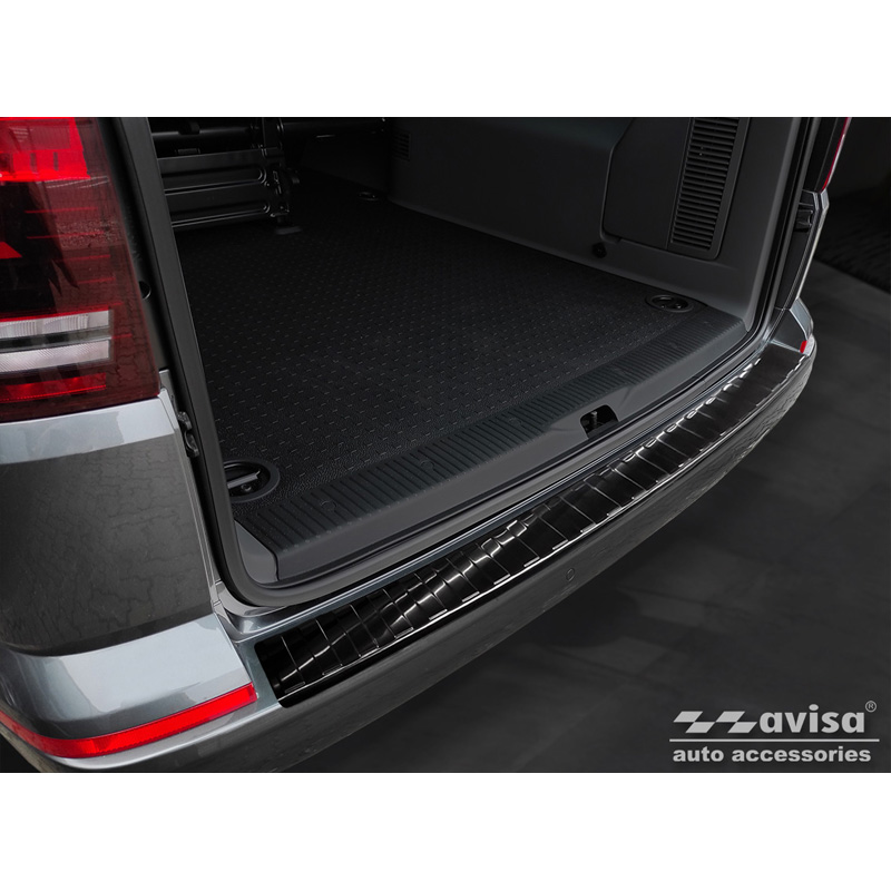 Zwart RVS Achterbumperprotector  Volkswagen Caravelle T6 2015- & FL 2019- (met achterklep) 'Ribs'