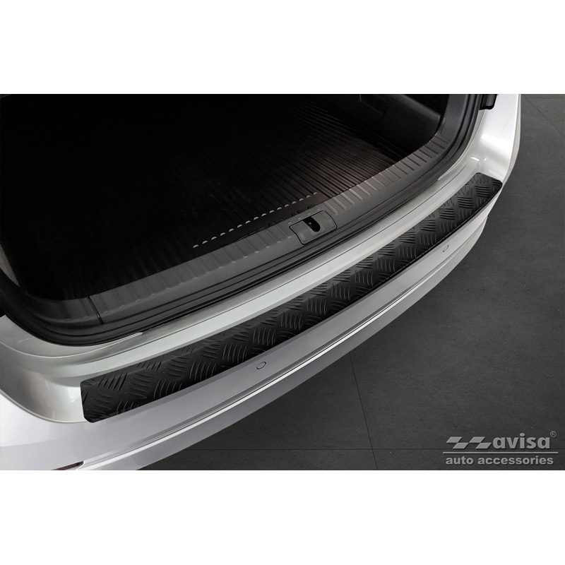 Matzwart Aluminium Achterbumperprotector  Skoda Octavia IV Kombi 2020-2024 & FL 2024- (incl. RS, excl. Scout) 'Riffled Plate'