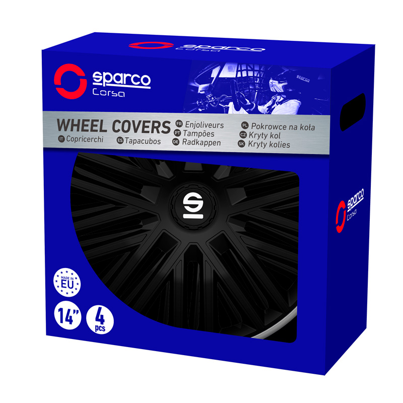Sparco Wieldoppen Bergamo - 16-inch - Zwart/Grijs - Set van 4 stuks