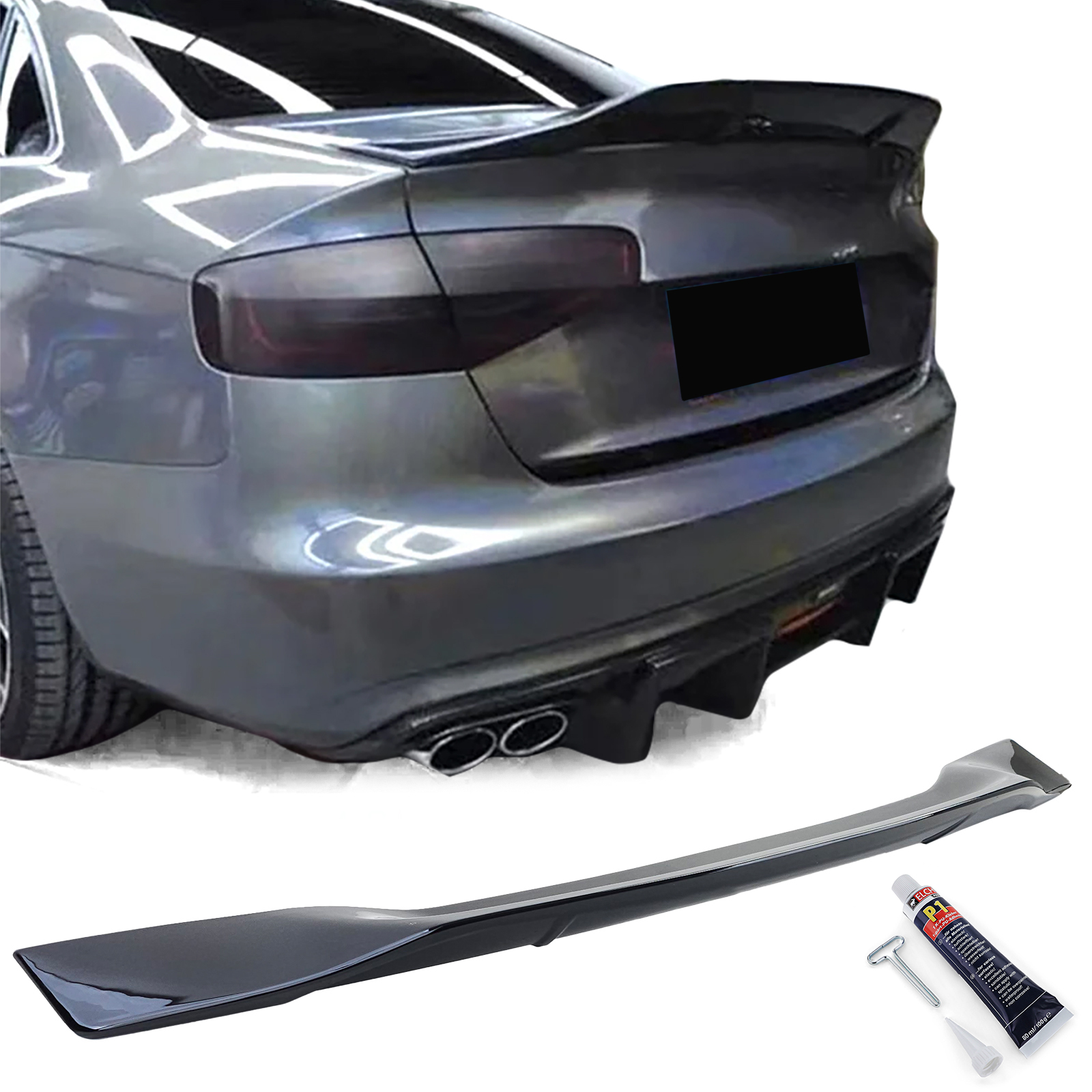 Spoiler Audi A4 B8 Sedan Glans Zwart