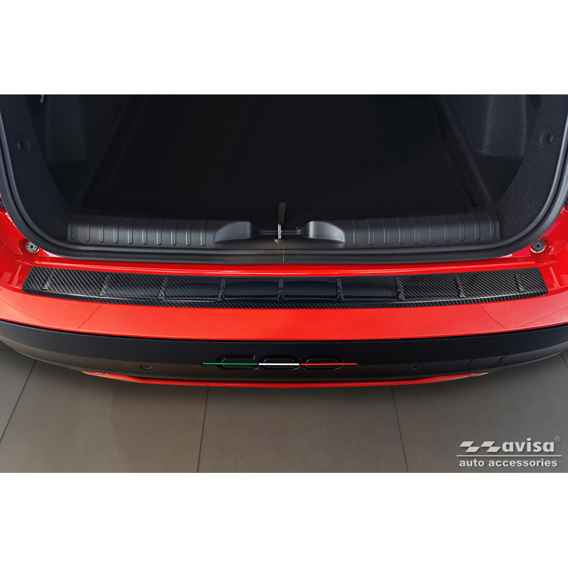 Echt 3D Carbon Achterbumperprotector  Fiat 600 Hybrid & 600e 2023- 'Ribs'