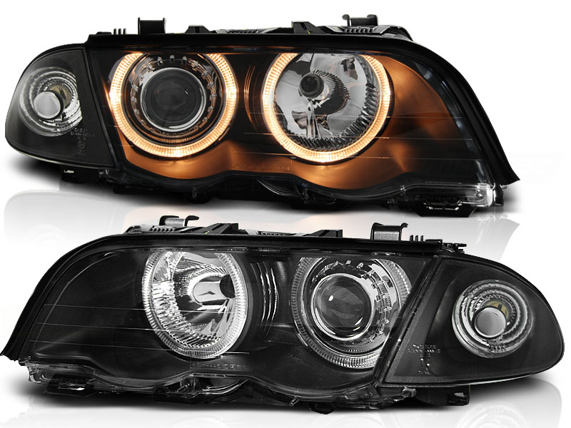 Koplampen passend voor BMW E46 98-01 Sedan/Touring Angel eyes Zwart