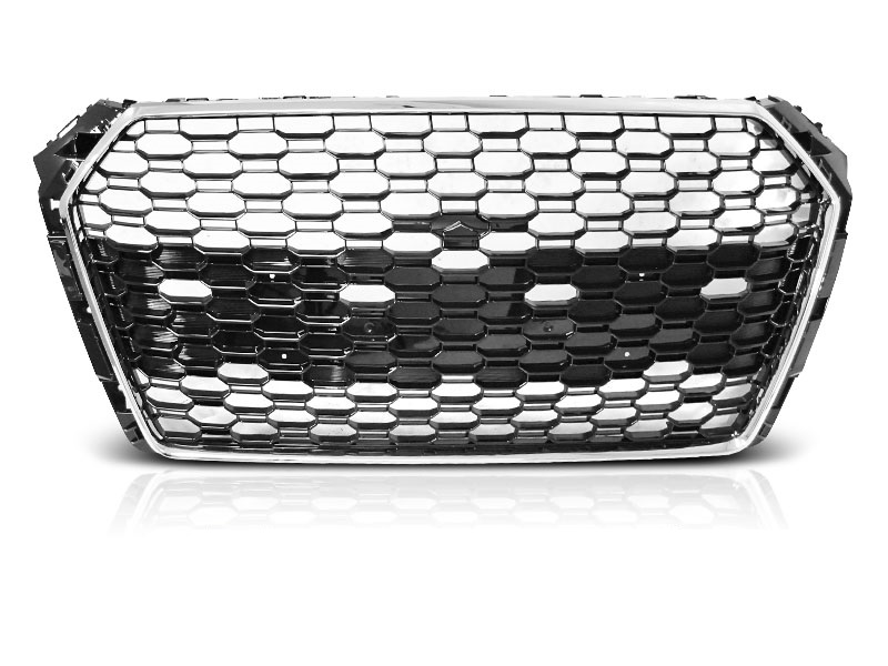 Grill Audi A4 B9 2015-2019 RS4 Look Glans Chroom/Zwart PDC