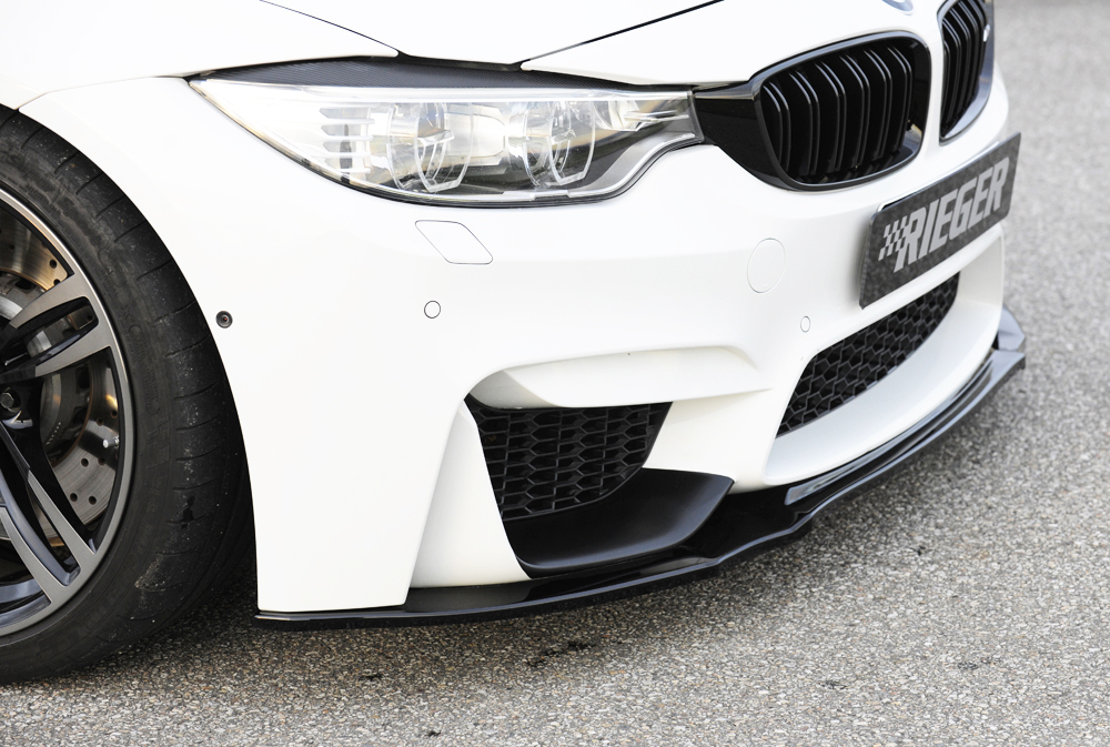 Voorspoiler BMW M3 F80 / M4 F82 F83 Rieger Glans Zwart