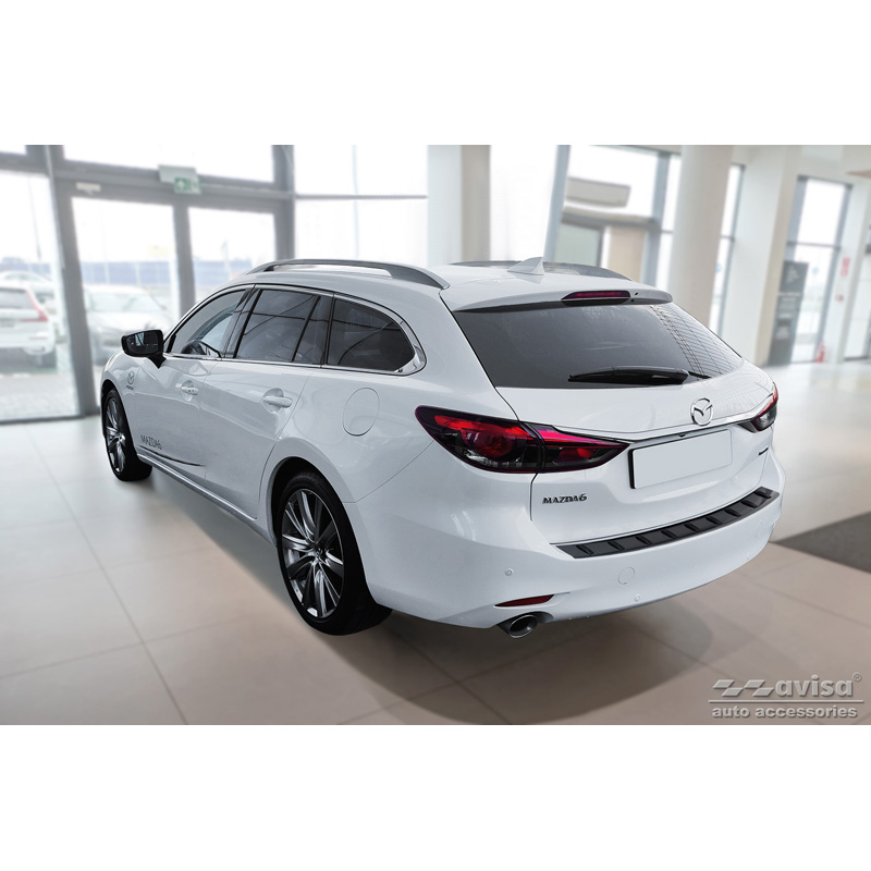 Zwart RVS Achterbumperprotector  Mazda 6 III (GJ) Combi 2012- 'STRONG EDITION'
